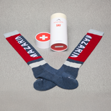 Stahl & Rot & Grau - Ski - Merinowolle