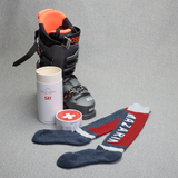 Stahl & Rot & Grau - Ski - Merinowolle