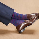 Midnight Blue & Red - Super-Durable Cotton Lisle