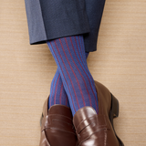 Midnight Blue & Red - Super-Durable Cotton Lisle