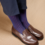 Midnight Blue & Red - Super-Durable Cotton Lisle