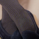 Purple & Khaki - Houndstooth - Super-strong Cotton lisle