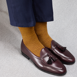 Senf & Bordeaux - Hahnentritt - Super-Solid Wolle
