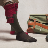 Surchaussettes Marron & Vert - Cheville - Laine