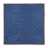 Pochette bleu ciel & orange - Motif Oiseaux - Laine & Soie