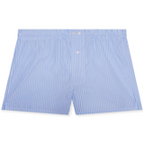 Caleçon blanc et bleu - Rayures bengale - Coton