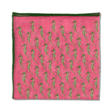 Pochette Rose & Vert - Motif Hippocampes - Laine & Soie