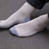 Sky Blue & Beige - Houndstooth - Super-Durable Cotton Lisle