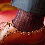 Navy Blue & Red - Cotton Lisle