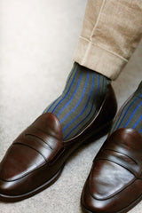 Khaki & Royal Blue - Wool