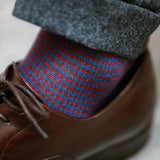 Bleu canard & Carmin - Pied-de-poule - Laine