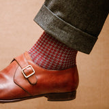 Burgundy & Grey - Houndstooth - Wool