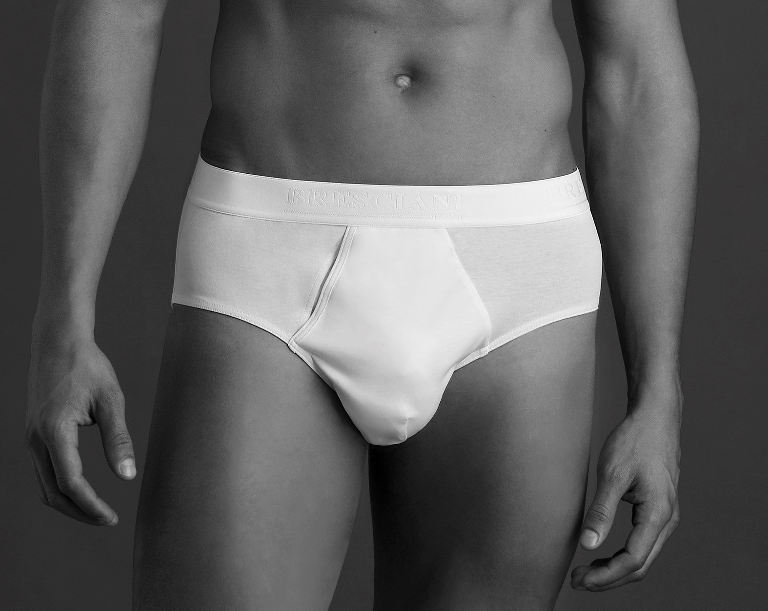 BRESCIANI -men's underwear. Classic Boxers. Cotton. White
