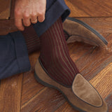 Burgundy & Khaki Green - Cotton Lisle