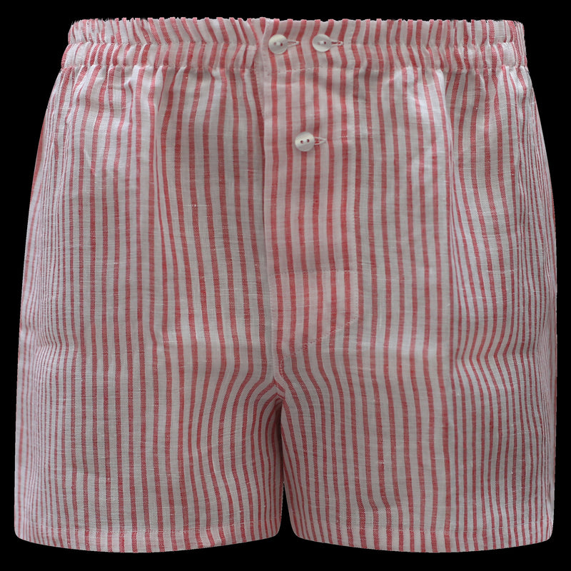 White & Red - Classic Boxers - Linen