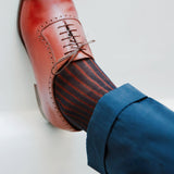 Navy Blue & Copper - Cotton Lisle