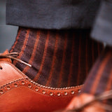 Navy Blue & Copper - Cotton Lisle