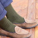 Khaki & Navy Blue - Super-Durable Cotton Lisle