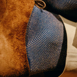 Chaussettes Mazarin motif caviar bleu & sable de la gamme super-solide en fil d'écosse. Chaussettes pour homme mi-bas (hautes), résistantes à l'usure grâce au renfort en polyamide, épaisseur intermédiaire, idéales à porte en toute saison dans des chaussures de ville. Pointues : du 39 au 47.