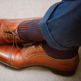 Night Blue & Hazelnut - Houndstooth - Super-durable Cotton Lisle