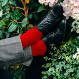 Chaussettes rouge en laine super-solide renforcée en polyamide de la marque Mazarin. Chaussettes mi-bas (hautes) idéales pour l'hiver en ville, modèle pour homme (pointures du 39 au 47). Chaussettes chaudes, douces et résistantes à l'usure.