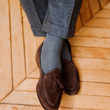 Chaussettes grises en coton bio extra-doux de la gamme non comprimantes de Mazarin, fabriquées en Italie. Modèle pour homme et femme du 36 au 47.. Chaussettes sans bord élastique, élastique réparti dans toute la longueur de la chaussettes, meilleur maintien et effet léger.