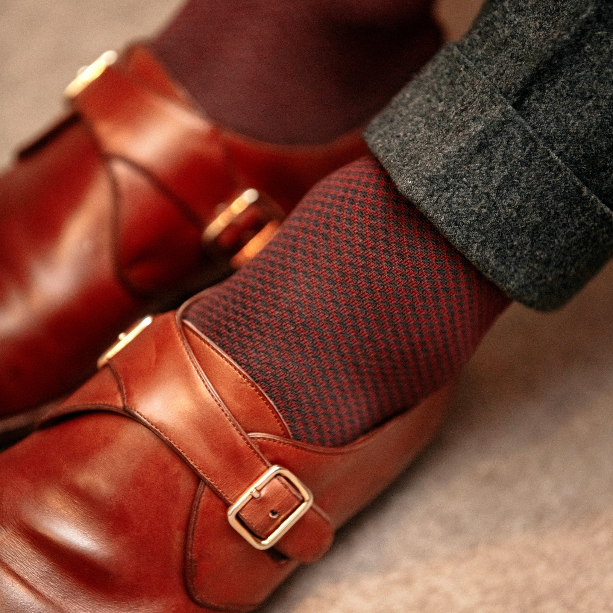 Grey & Burgundy - Compression Socks