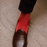 Carmine & Beige- Birdseye - Cotton Lisle