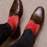 Carmine & Beige- Birdseye - Cotton Lisle