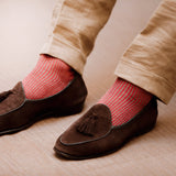 Taupe & Red - Deckchair Stripes - Cotton Lisle