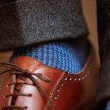 Hellgrau & Königsblau - Hahnentritt - Fil d'Écosse Baumwolle