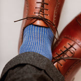 Hellgrau & Königsblau - Hahnentritt - Fil d'Écosse Baumwolle