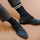 Navy & Off-White - Linen & Cotton