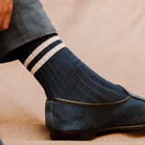 Navy & Off-White - Linen & Cotton