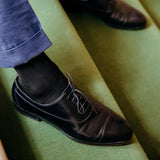 Chaussettes noires en 80% Soie, 18% Polyamide, 2% Élasthanne. Modèle de mi-mollet (courtes) pour homme, de la marque Mazarin. Chaussettes fines, thermorégulatrices, douces. Pointures : du 36 au 44