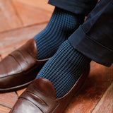 Marine & Stahl - Hahnentritt - Superstarkes Fil d'Écosse Baumwolle