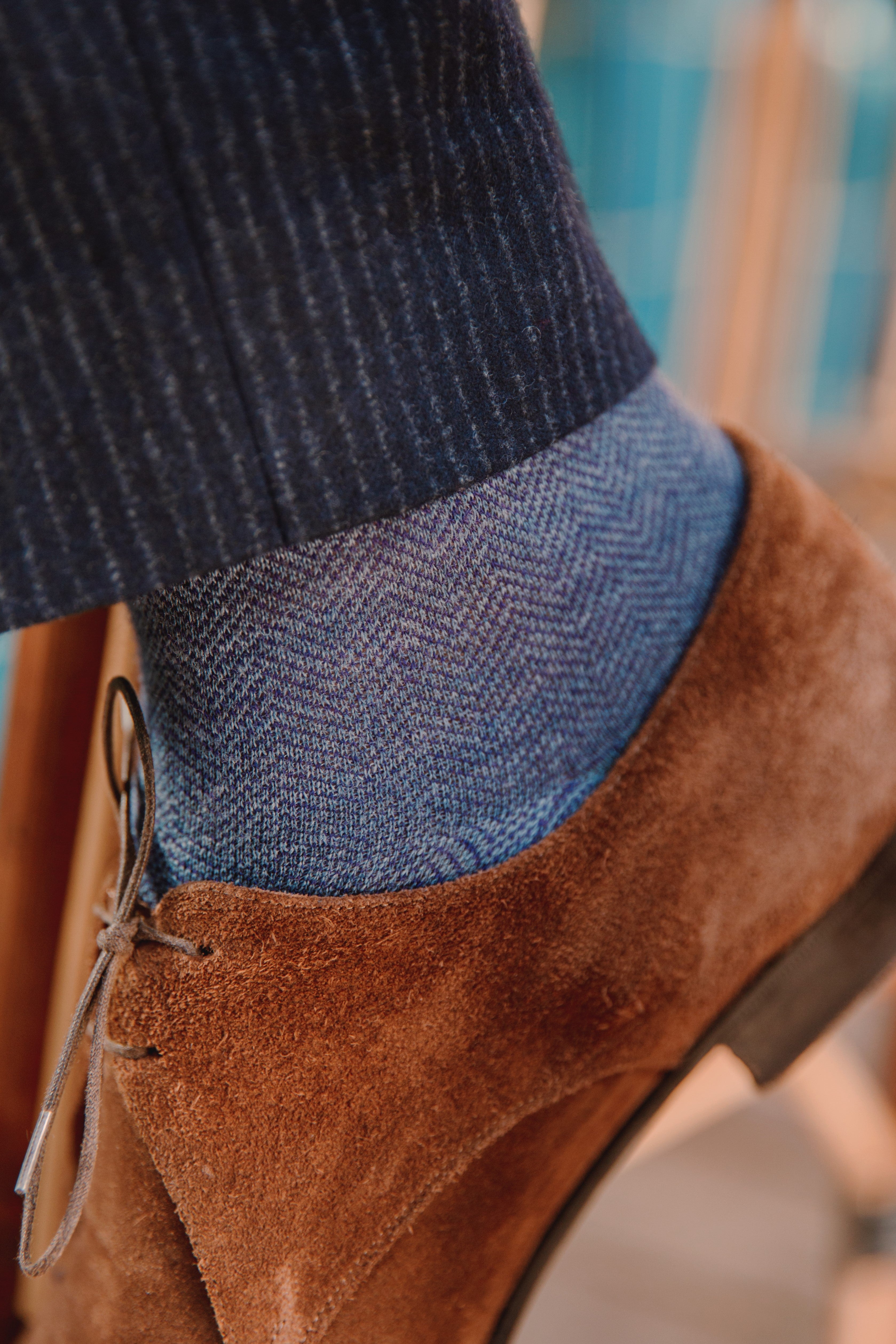 Calcetines altos canalé de lana jeans