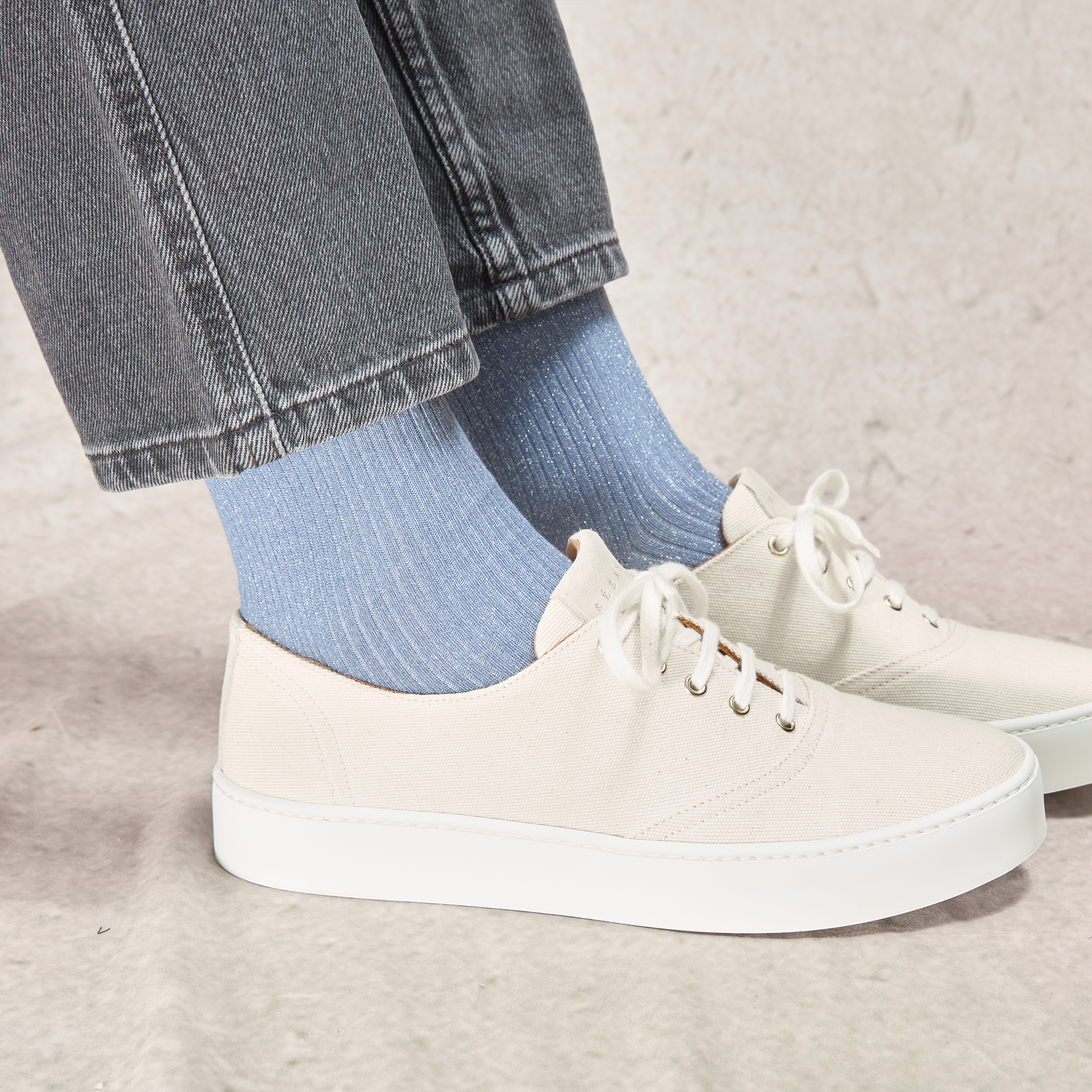 Bleu gris - Argenté - Coton