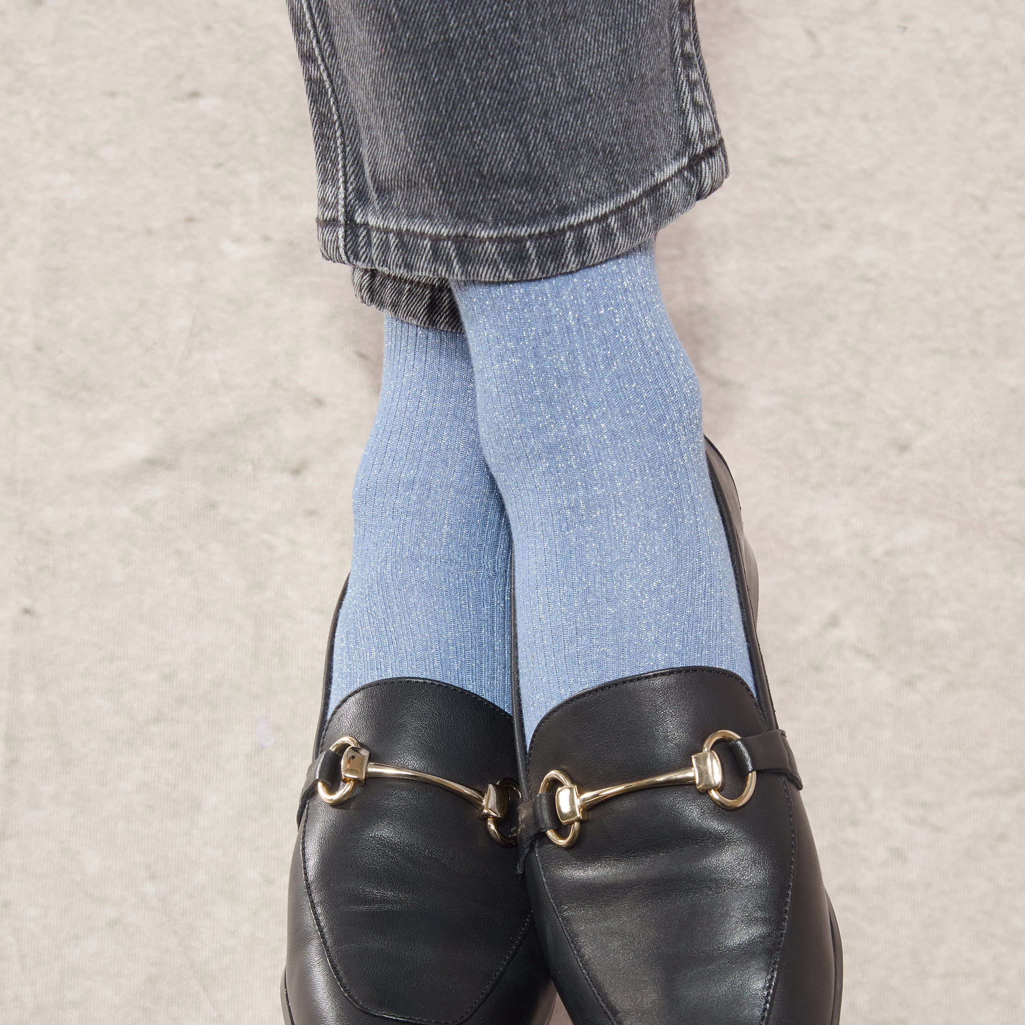 Bleu gris - Argenté - Coton