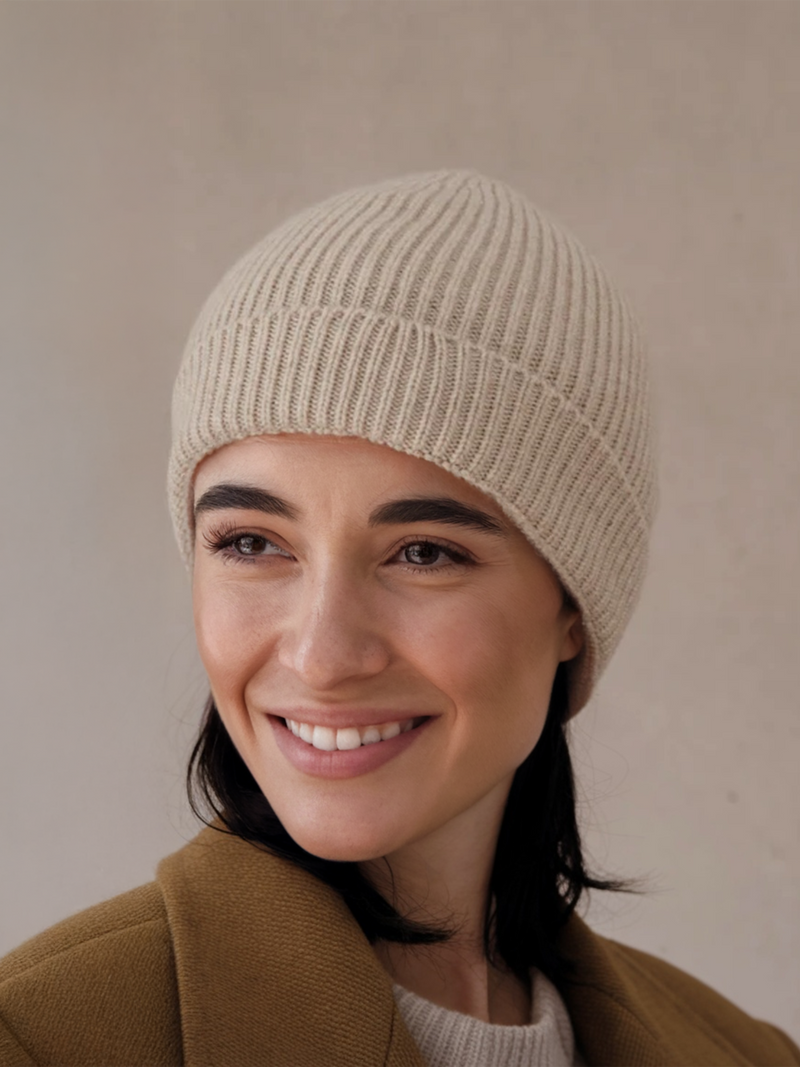 Beige - Bonnet femme - 100% Cachemire