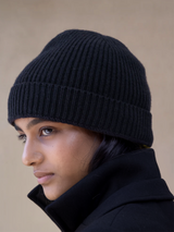 Bleu marine - Bonnet femme - 100% Cachemire
