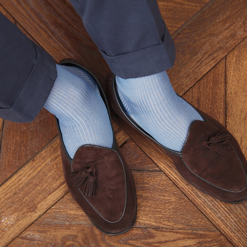 Sky blue &amp; Grey- Cotton lisle