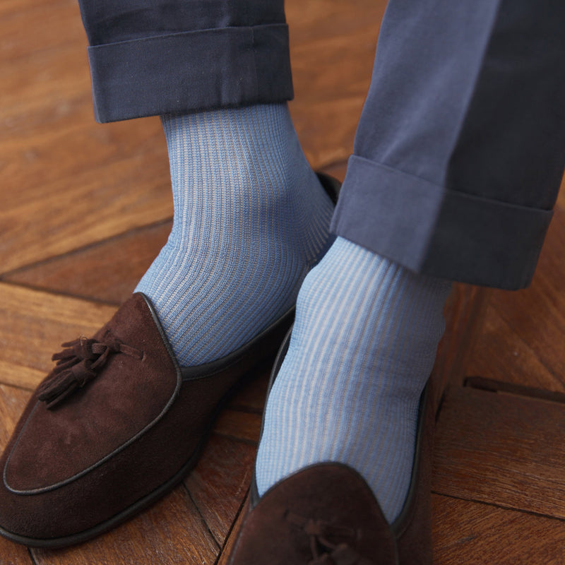 Sky blue &amp; Grey- Cotton lisle