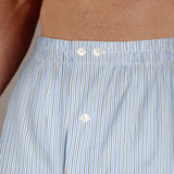 Sky Blue & Green Boxer Shorts - Striped - Cotton