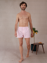 Caleçon rose et blanc - Rayures bengale - Coton Oxford