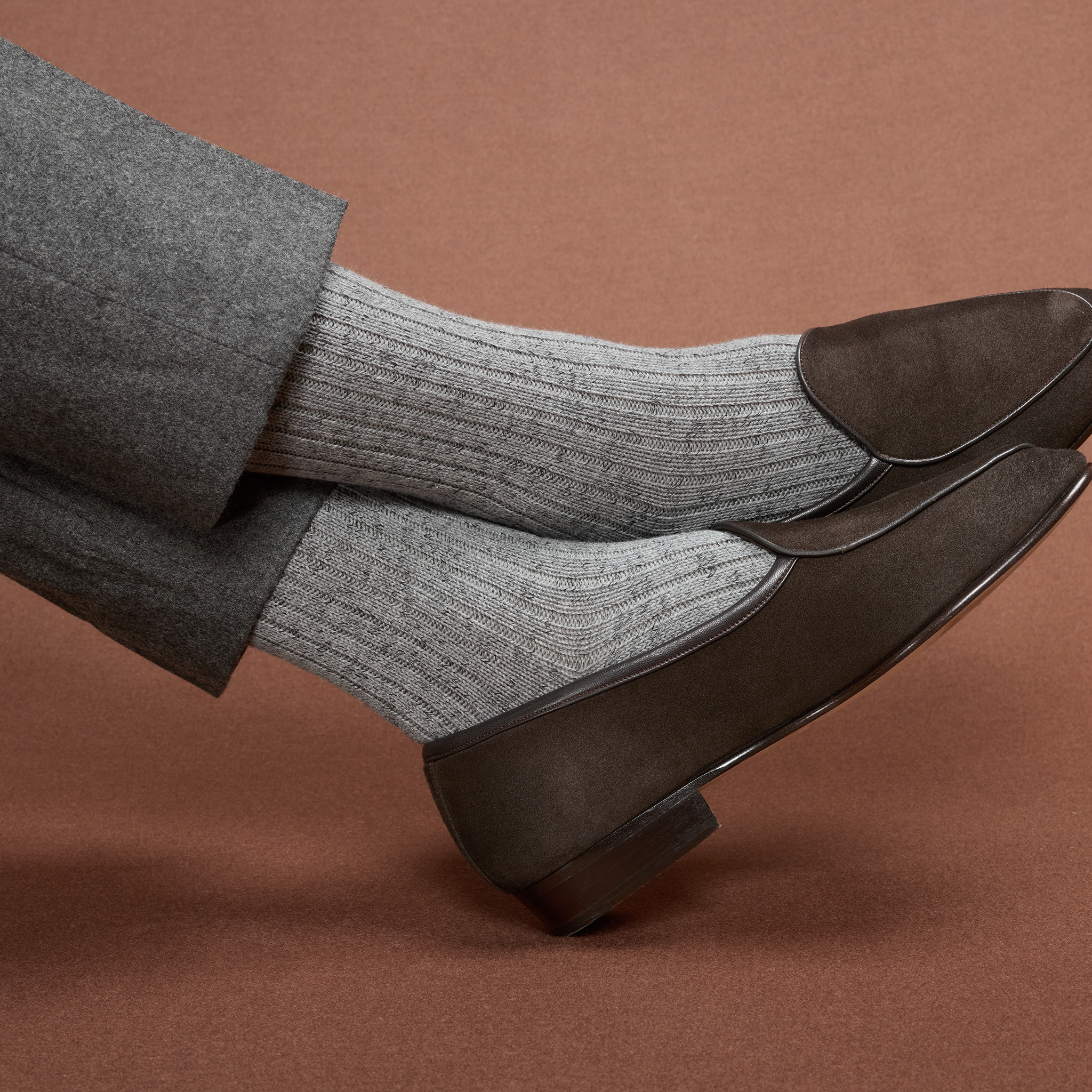 Grau & Rot – Color Block – Baumwolle