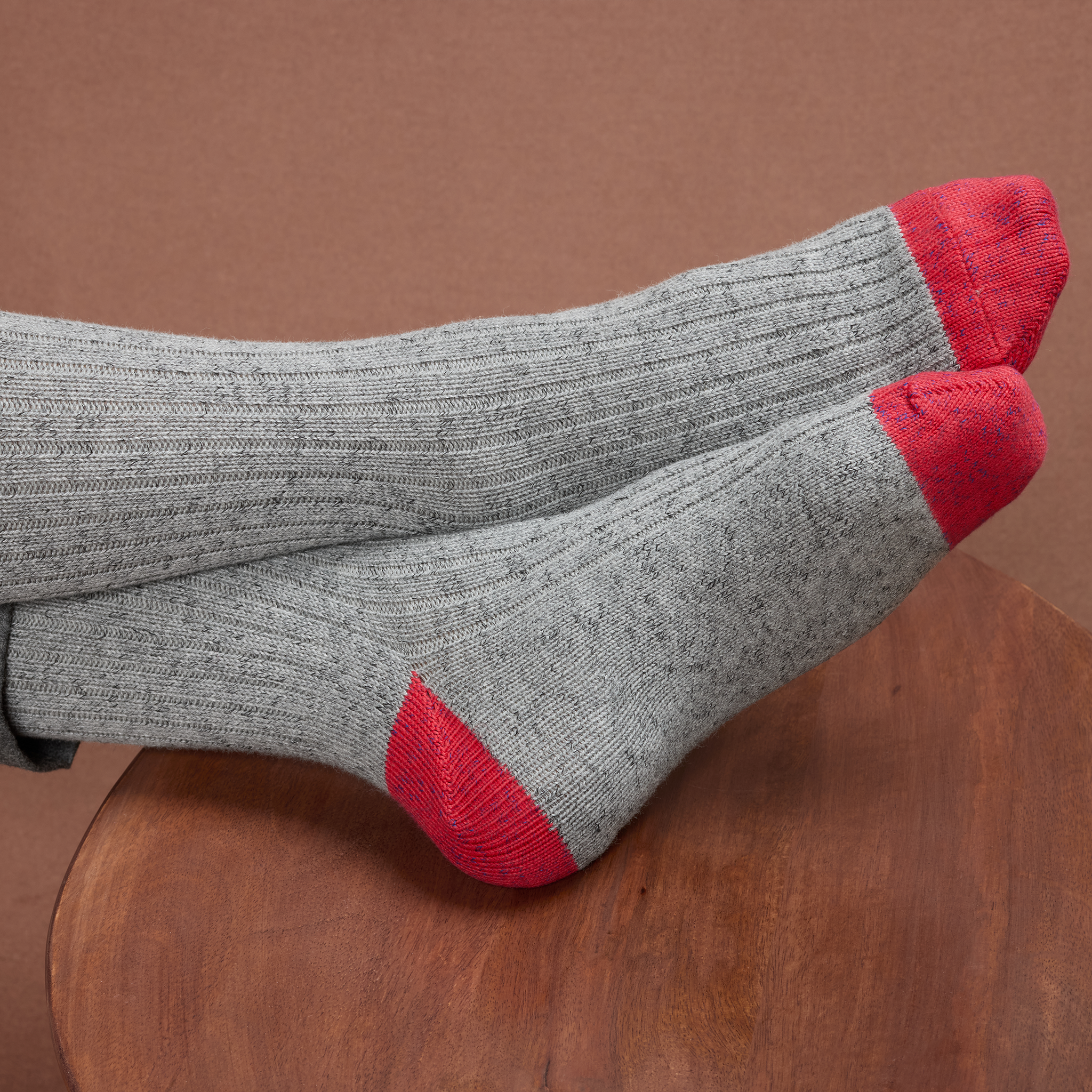 Grau & Rot – Color Block – Baumwolle