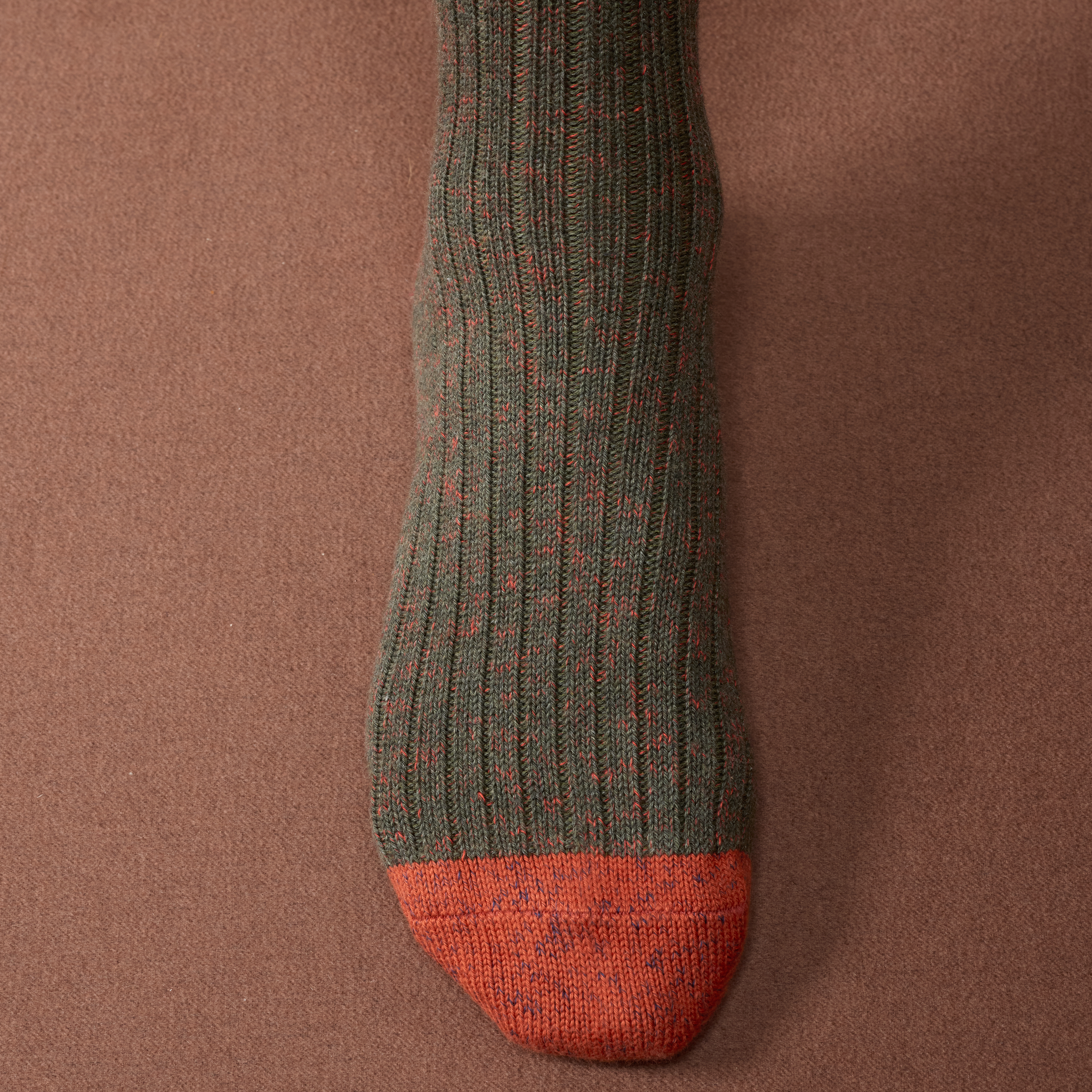 Khakigrün & Orange – Color Block – Baumwolle