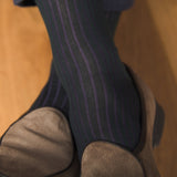 Academy Green & Aubergine - Cotton Lisle