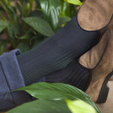 Academy Green & Aubergine - Cotton Lisle